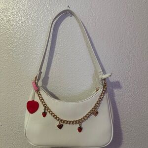 White Women's Bag with Gold Chain Accents